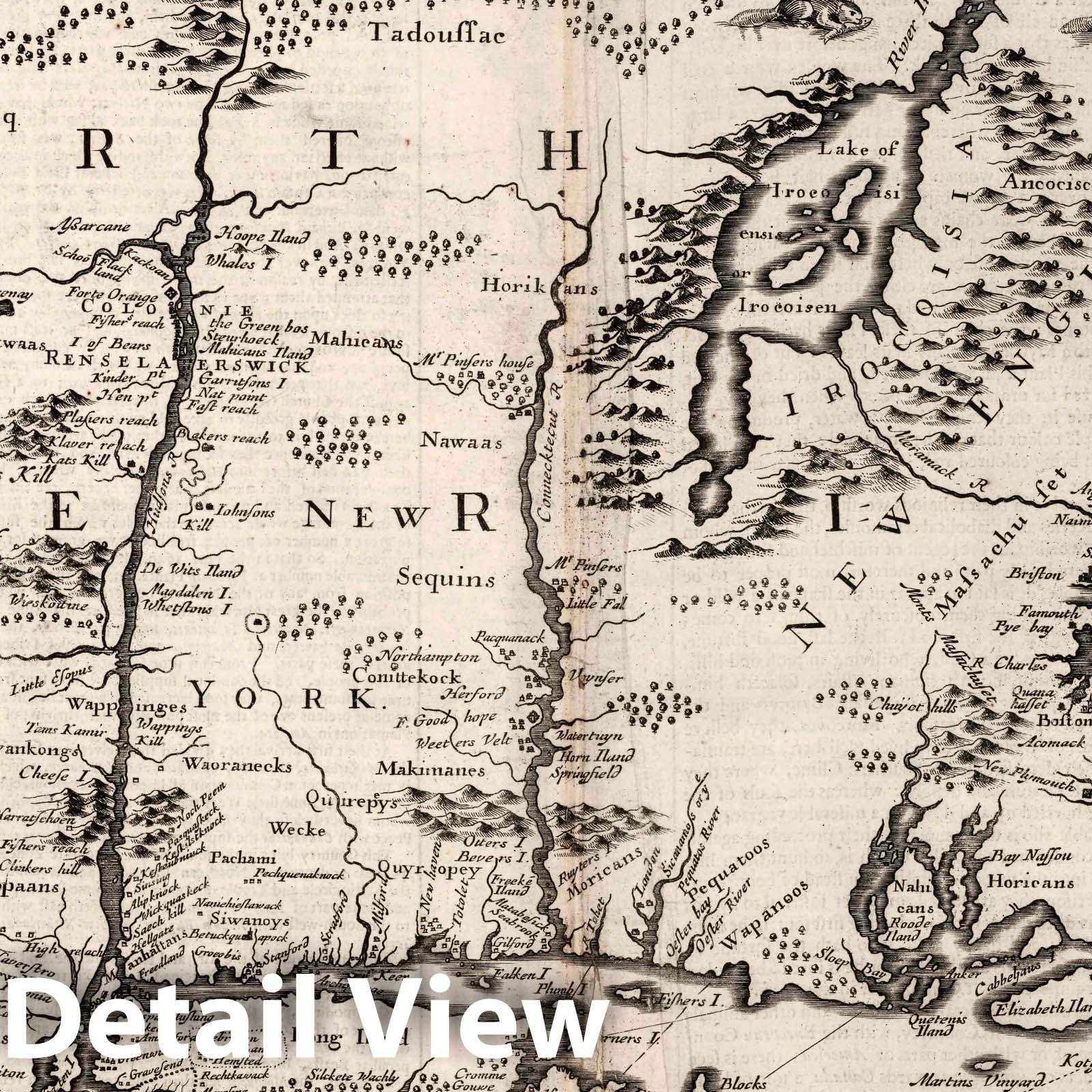 New England and New York, 1676 - Historical Map Print