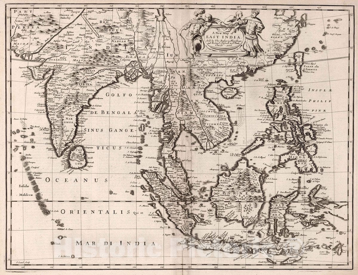 Historic Wall Map : A New Map of East India, 1676 Atlas - Vintage Wall Art