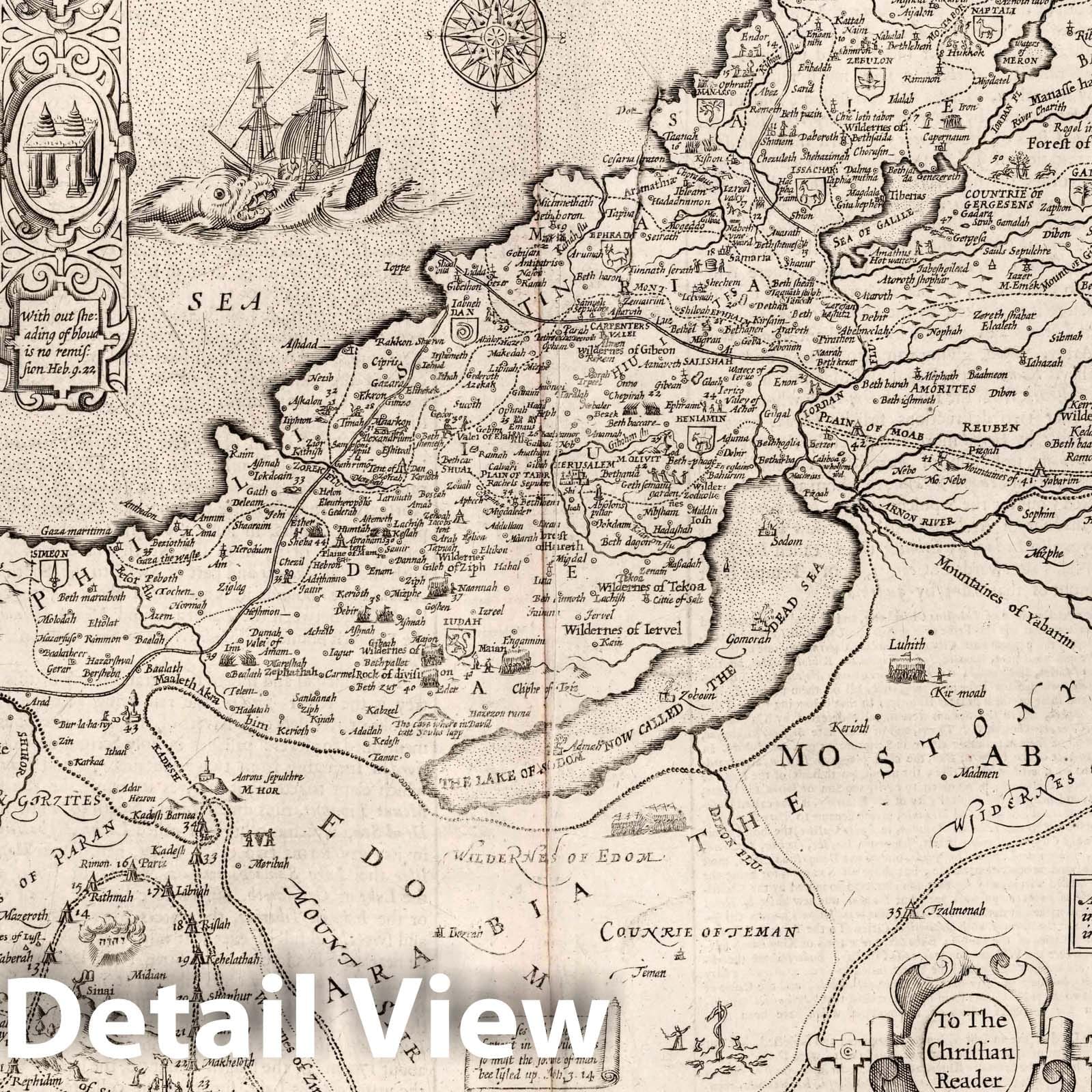 Canaan and Jerusalem, 1651 - Historical Map Print