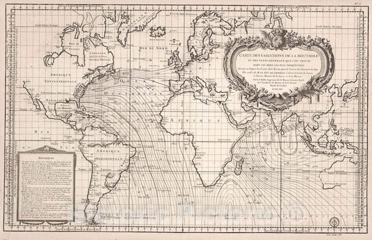 World - Nautical Chart, 1765 - Bellin Hydrographie Françoise Map Print