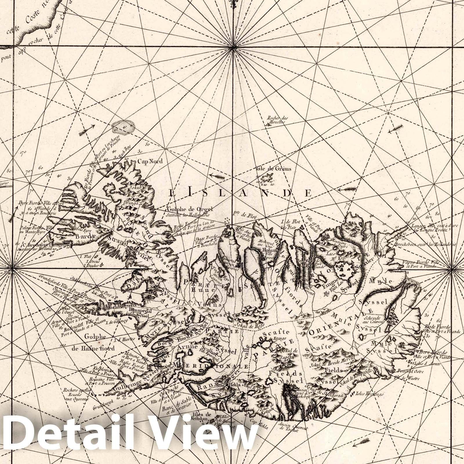 Iceland - Nautical Chart, 1767 by Bellin - Historical Map Print