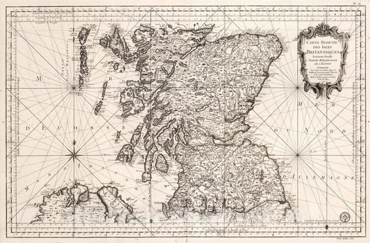 Southern Scotland - Nautical Chart, 1757 - Bellin Historical Map Print