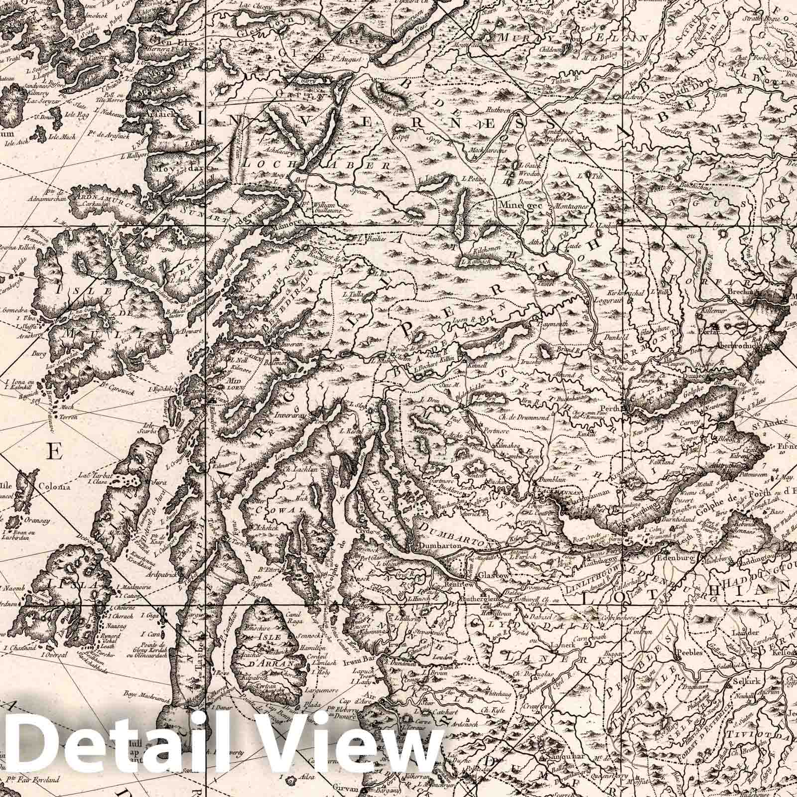 Southern Scotland - Nautical Chart, 1757 - Bellin Historical Map Print