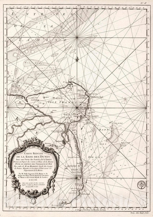 Thames River and Kent Coast - Nautical Chart, 1757 - Bellin Historical Map Print