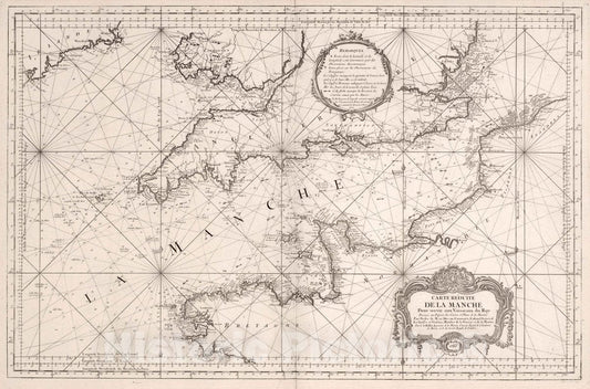 English Channel - Nautical Chart, 1763 - Historical Map Print