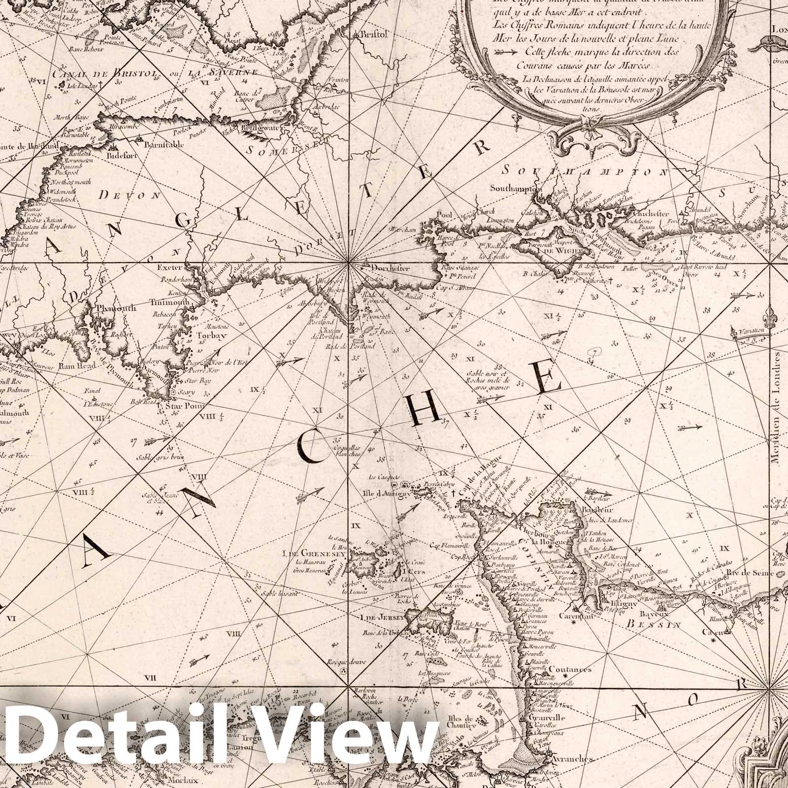 English Channel - Nautical Chart, 1763 - Historical Map Print