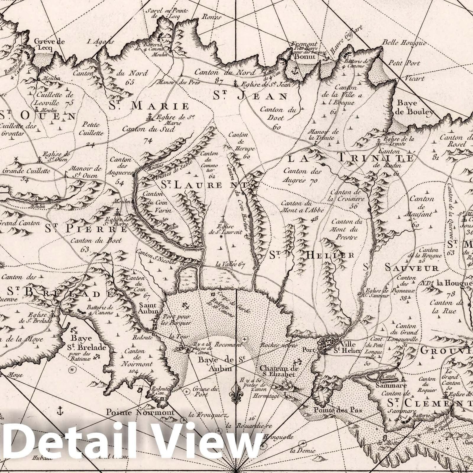 Jersey Island - Nautical Chart, 1757 - Bellin Historical Map Print