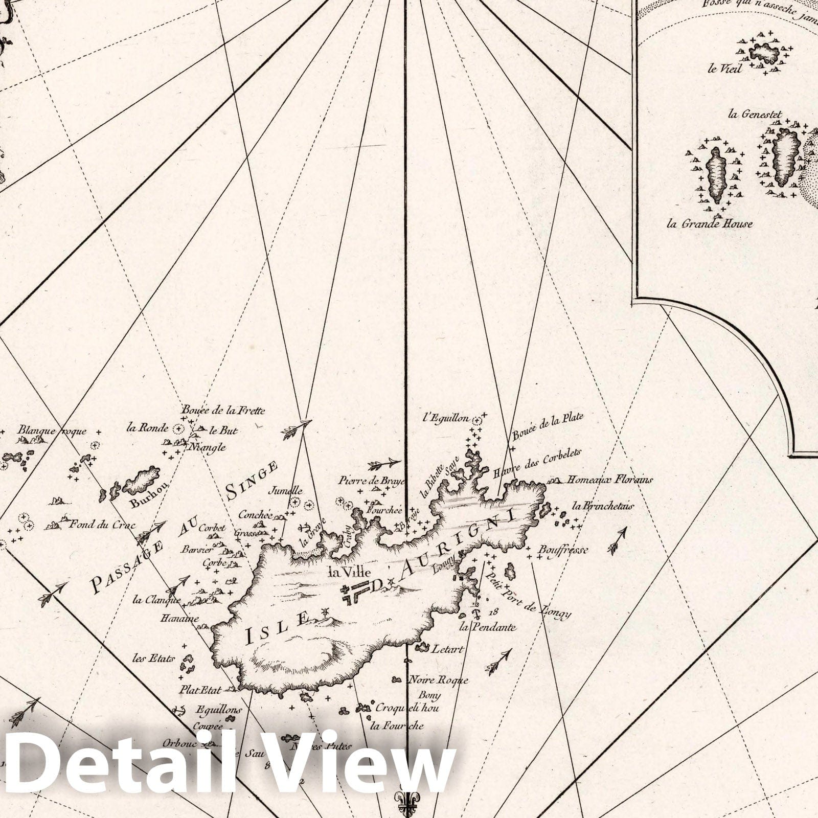 Alderney Island - Nautical Chart, 1757 - Bellin Historical Map Print
