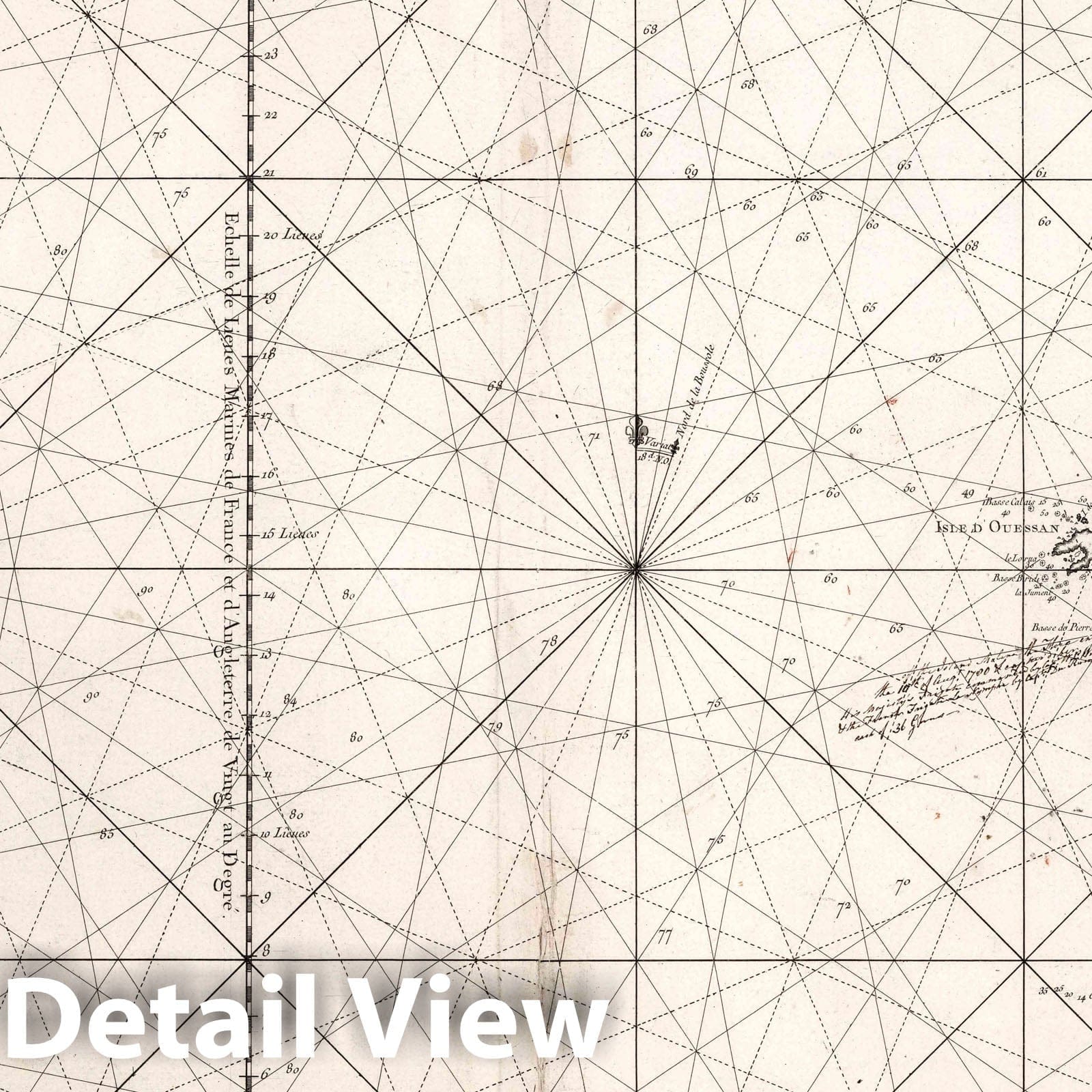 Passages of Ushant, Four and Raz, Brittany - Nautical Chart, 1764