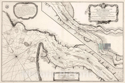 Gironde - Nautical Chart, 1767 - Historical Map Print