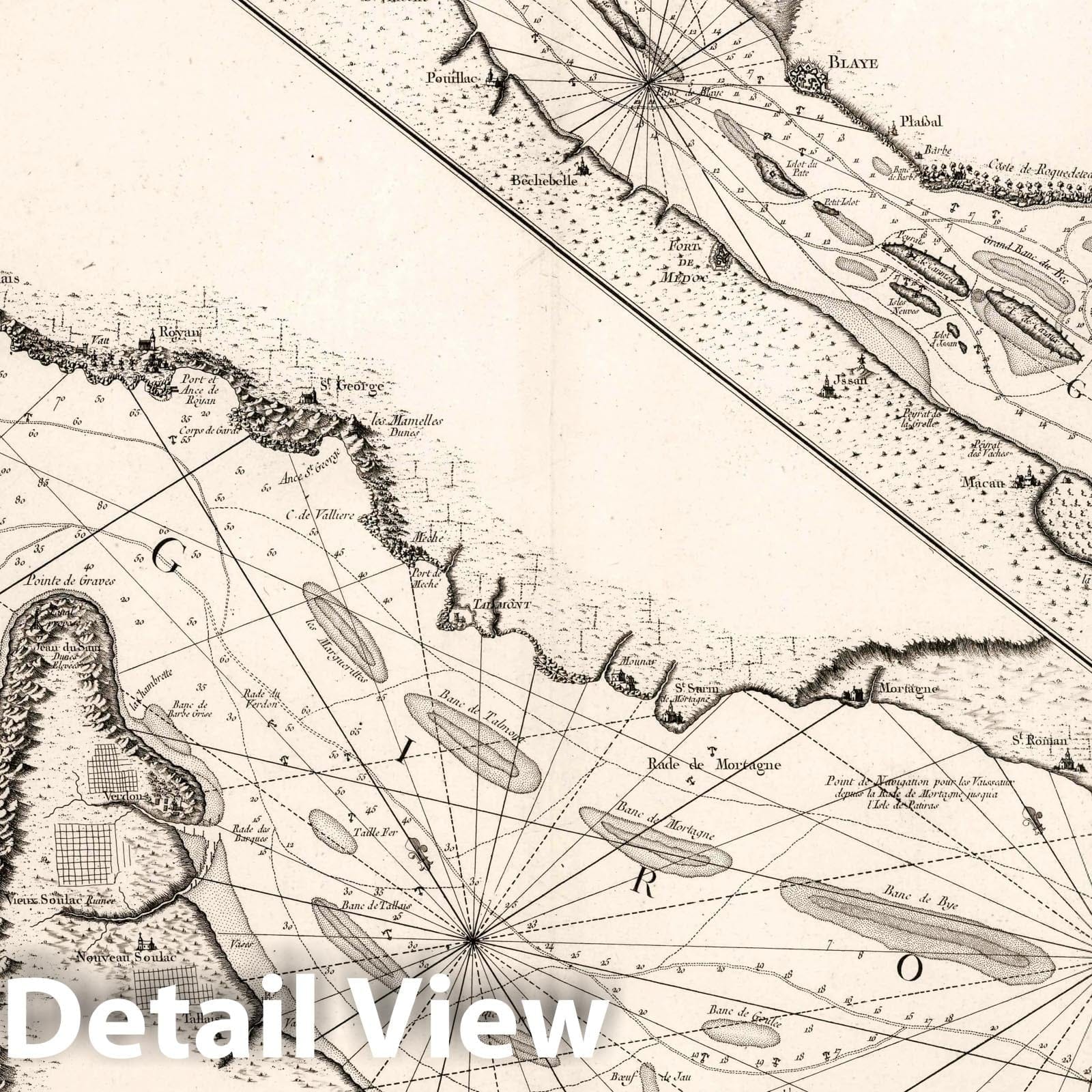 Gironde - Nautical Chart, 1767 - Historical Map Print