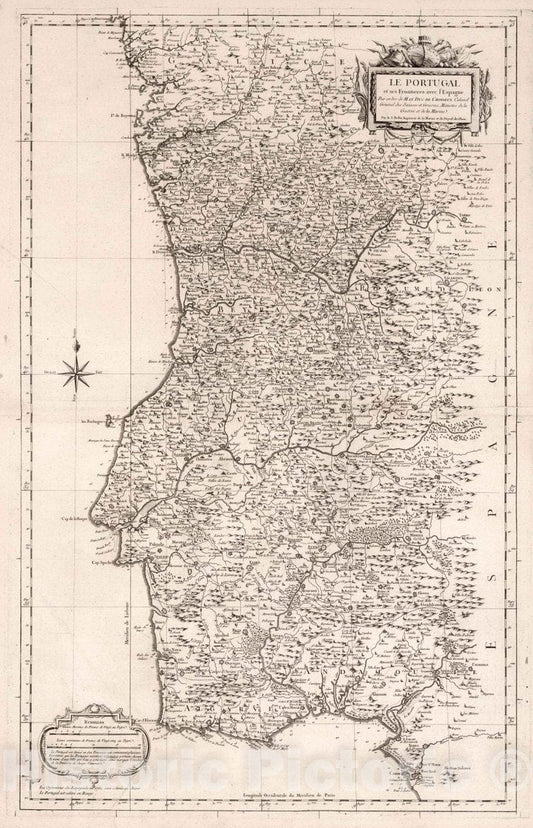 Portugal and Spain Border - Nautical Chart, 1762 - Bellin Historical Map Print