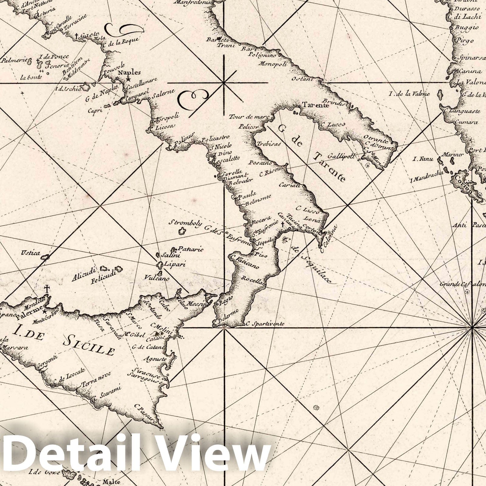 Mediterranean Sea - Nautical Chart, 1737 - Historical Map Print