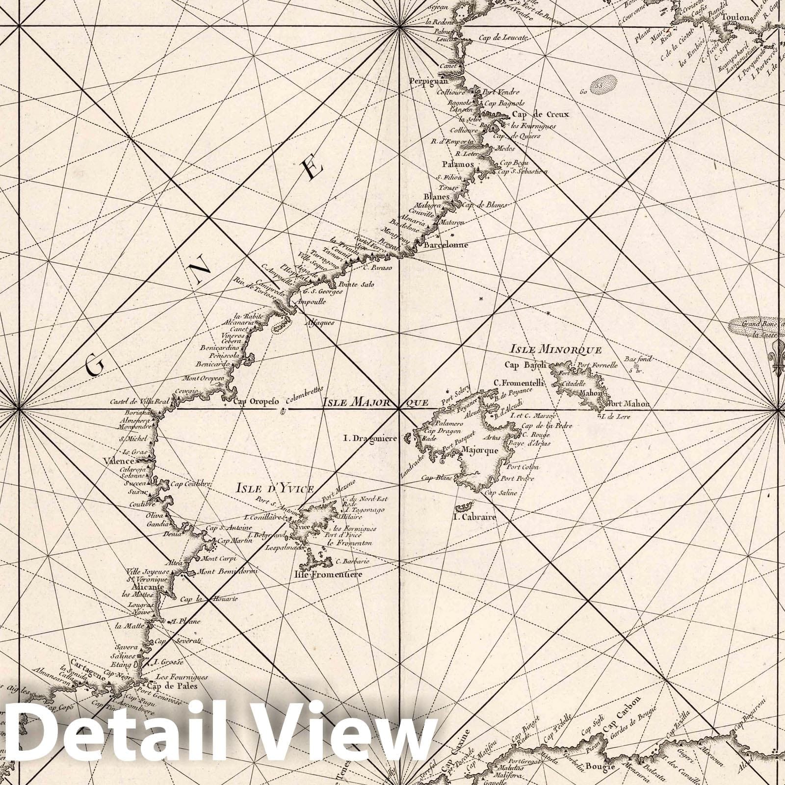 Mediterranean Sea - Nautical Chart - Western Sheet, 1745 - Historical Map Print