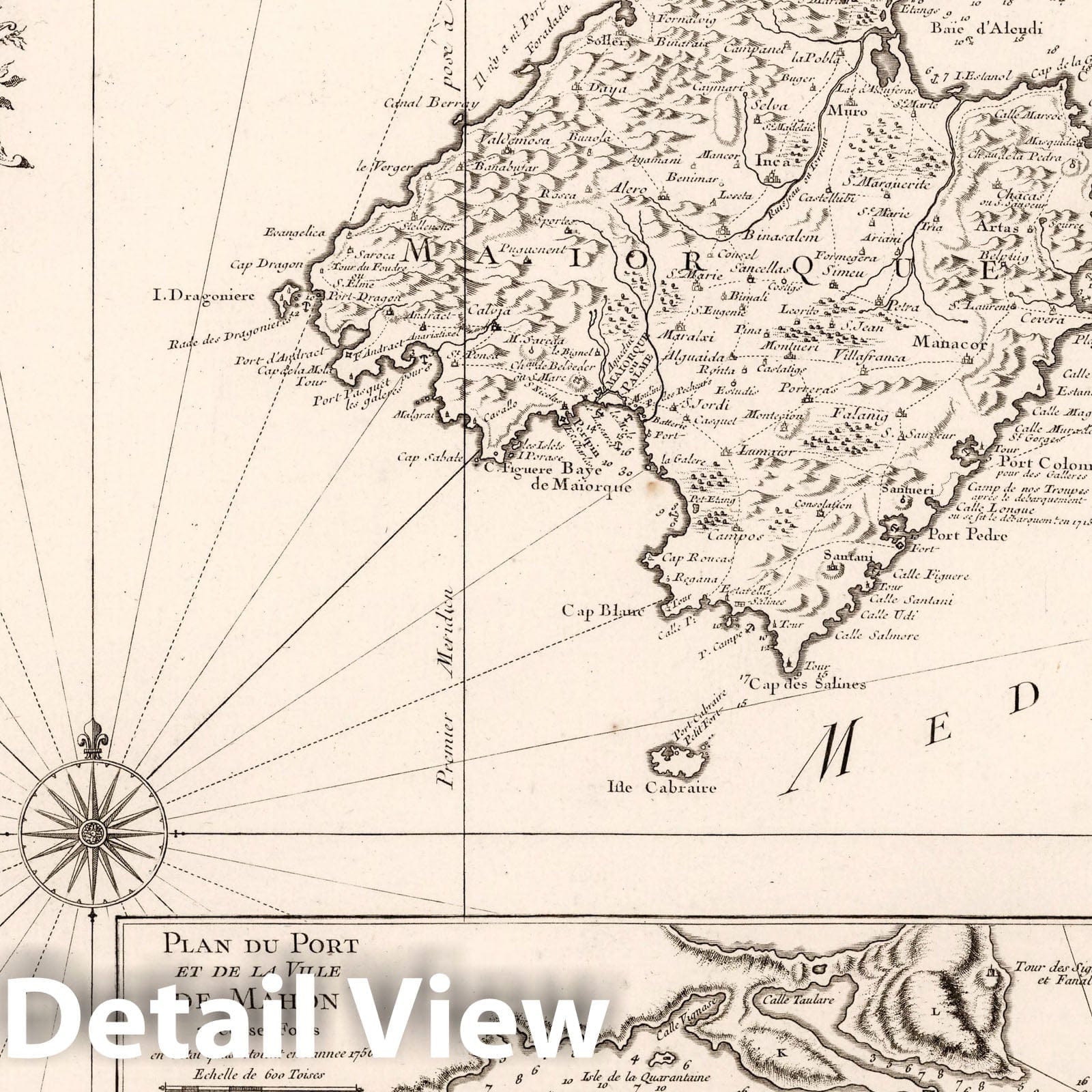 Mallorca, Menorca and Ibiza - Nautical Chart, 1740 - Historical Map Print