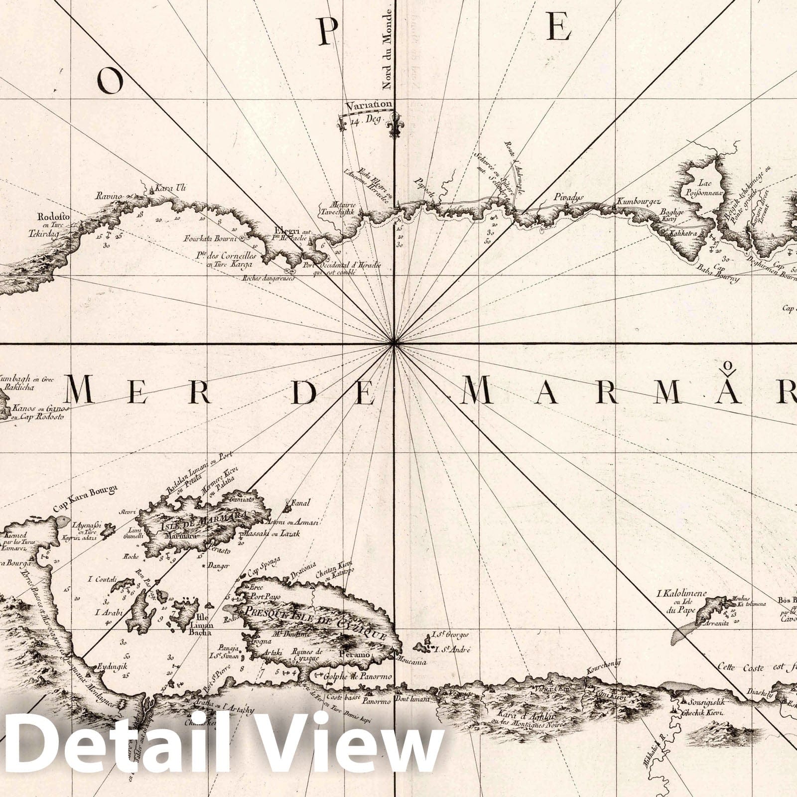 Sea of Marmara and Dardanelles - Nautical Chart, 1772 - Bellin Historical Map Print
