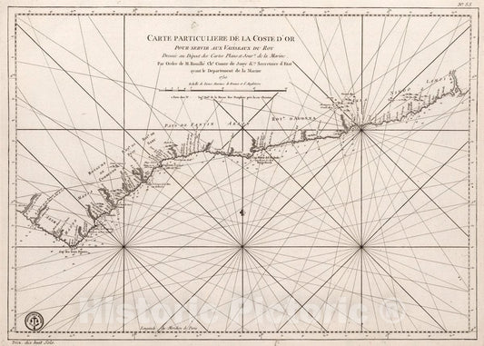 Gold Coast, West Africa - Nautical Chart, 1750 by Bellin