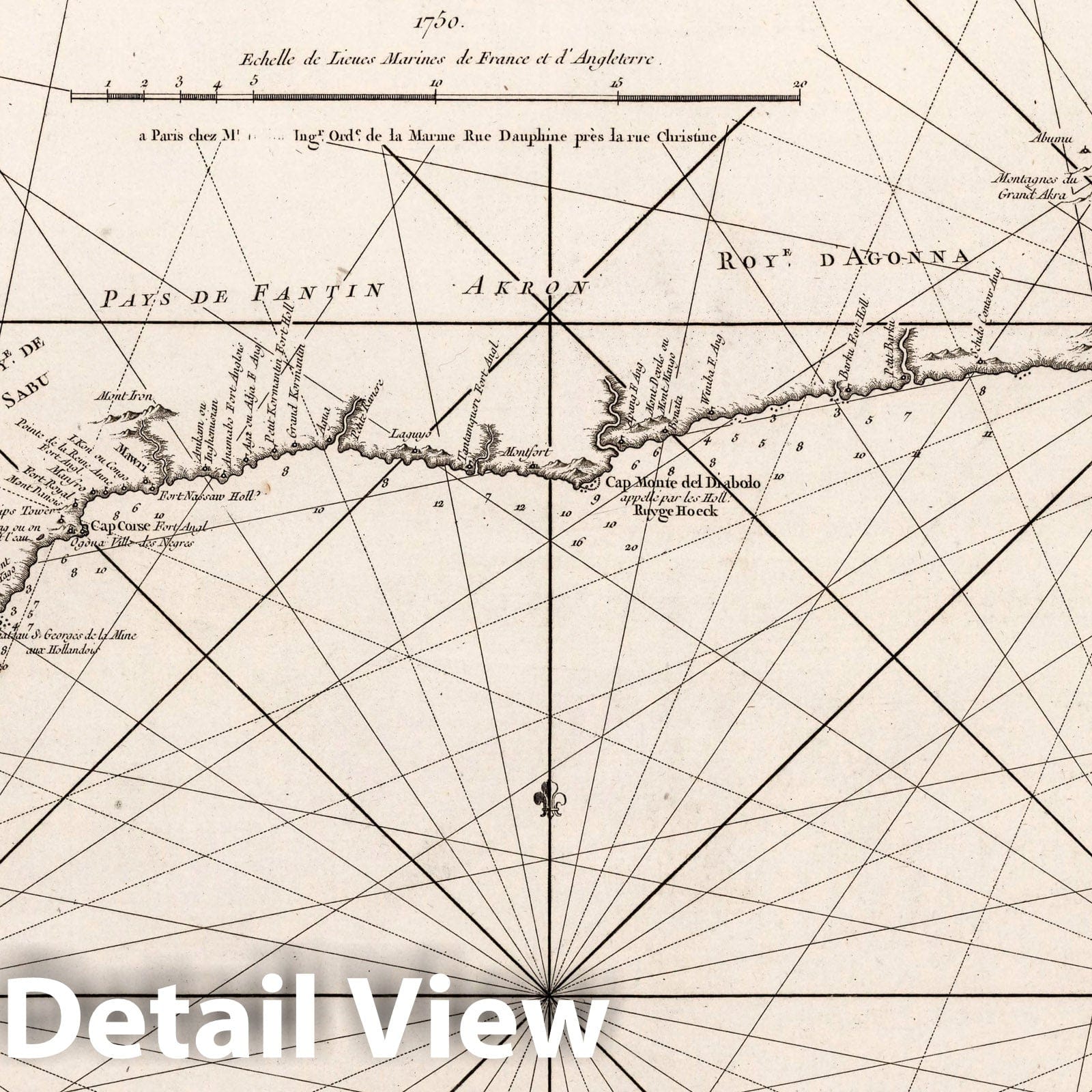 Gold Coast, West Africa - Nautical Chart, 1750 by Bellin