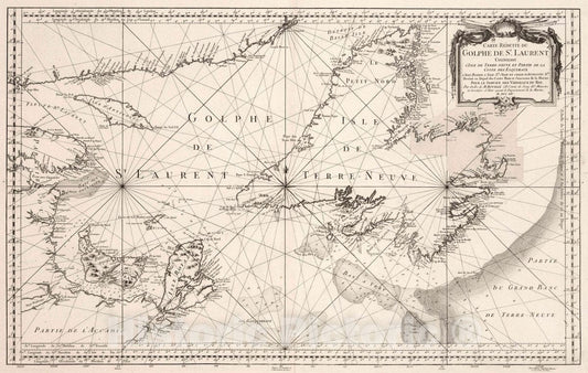Gulf of St. Lawrence, Canada - Nautical Chart, 1754 - Bellin Maritime Map Print