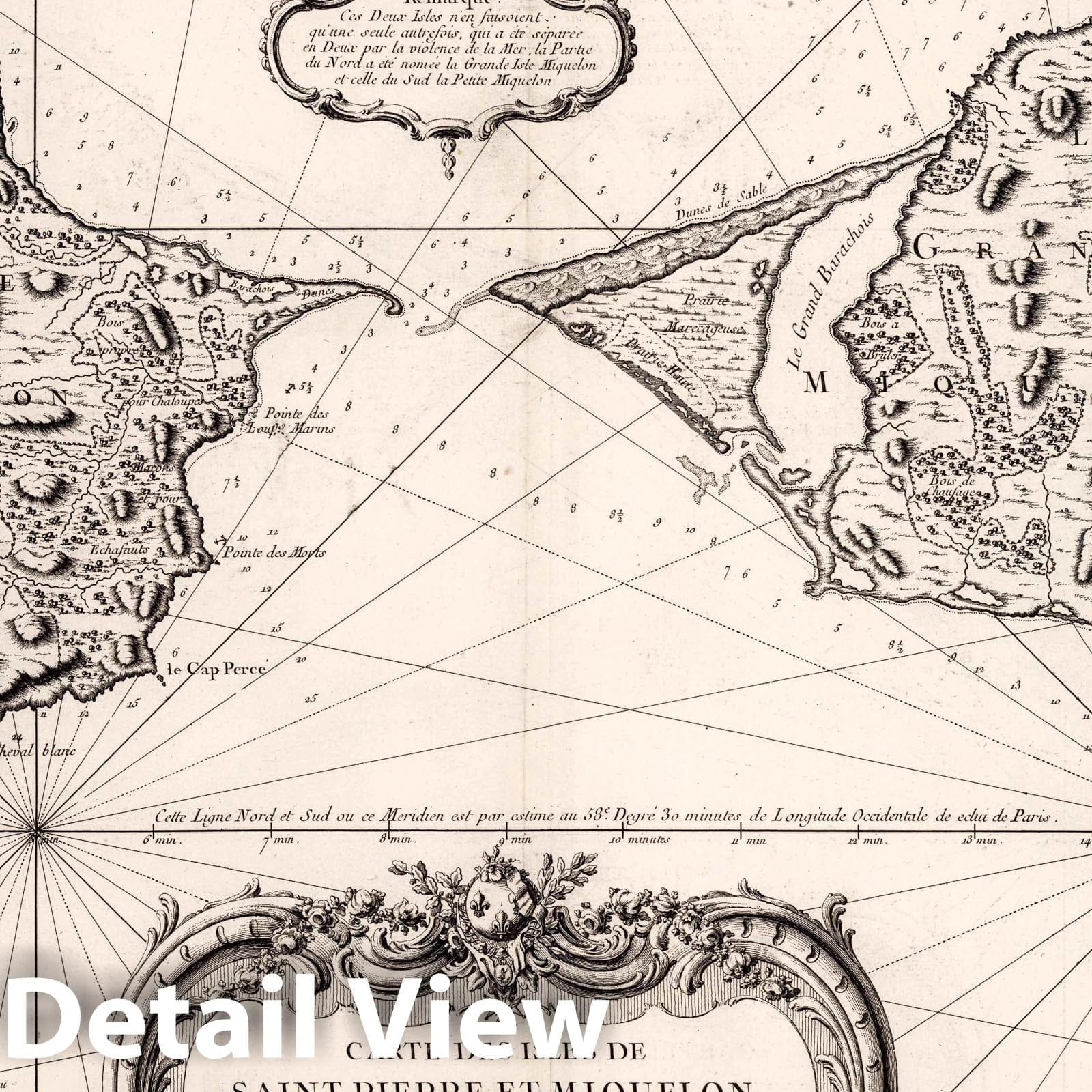 Saint Pierre and Miquelon - Nautical Chart, 1763 by Bellin