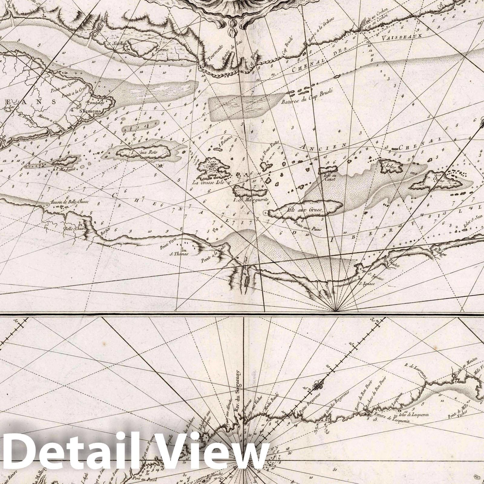 Saint Lawrence River, Canada - Nautical Chart, 1761 - Bellin Historical Map Print