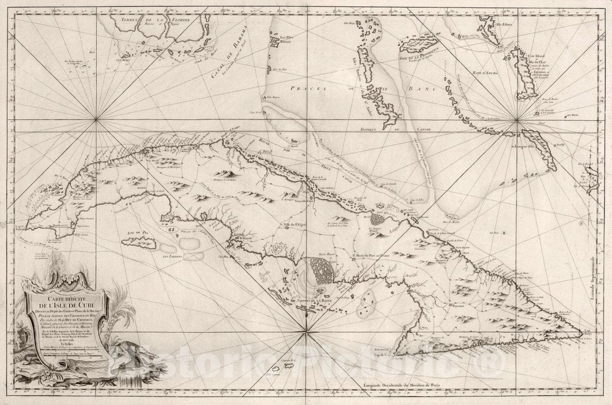 Cuba - Nautical Chart, 1762 - Bellin Maritime Map Print