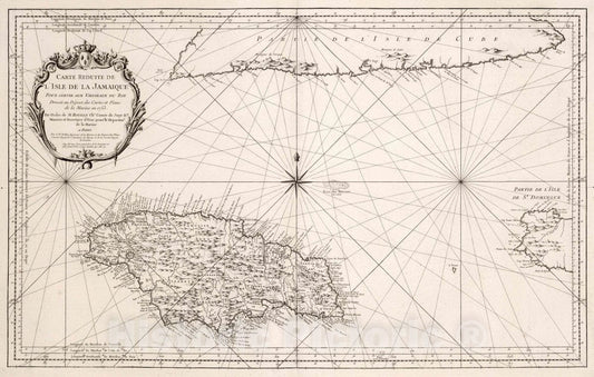 Historic Map : Jamaica, Carte Reduite de l'Isle de la Jamaique. , Vintage Wall Art