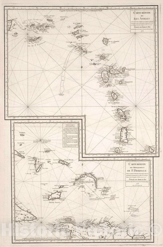 Lesser Antilles Nautical Chart, 1775 - Historical Maritime Map Print