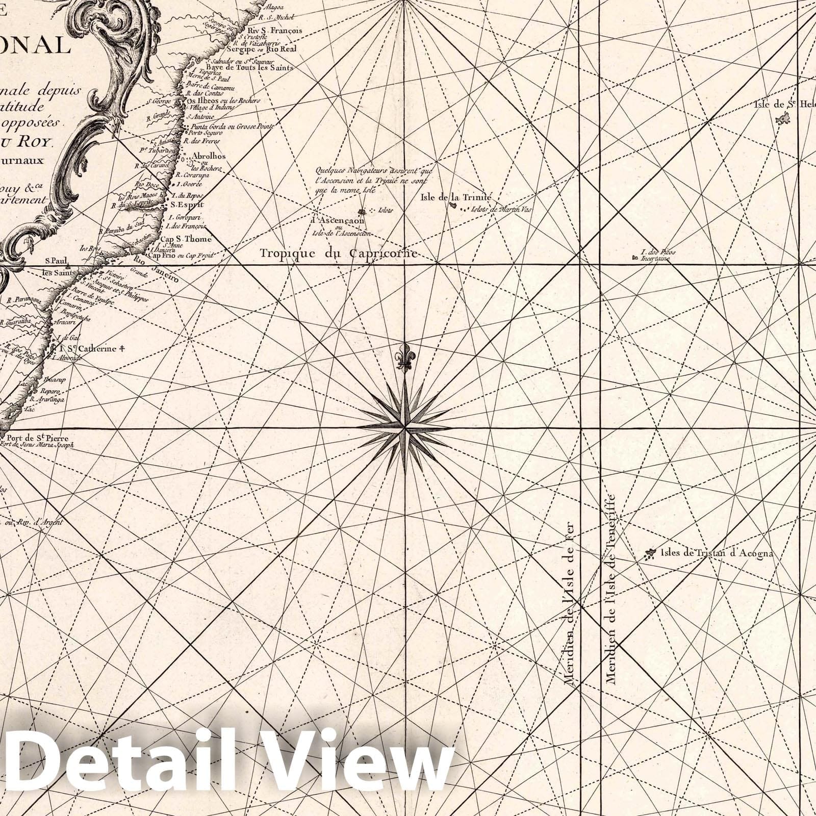 South Atlantic Ocean - Nautical Chart, 1753 - Historical Map Print