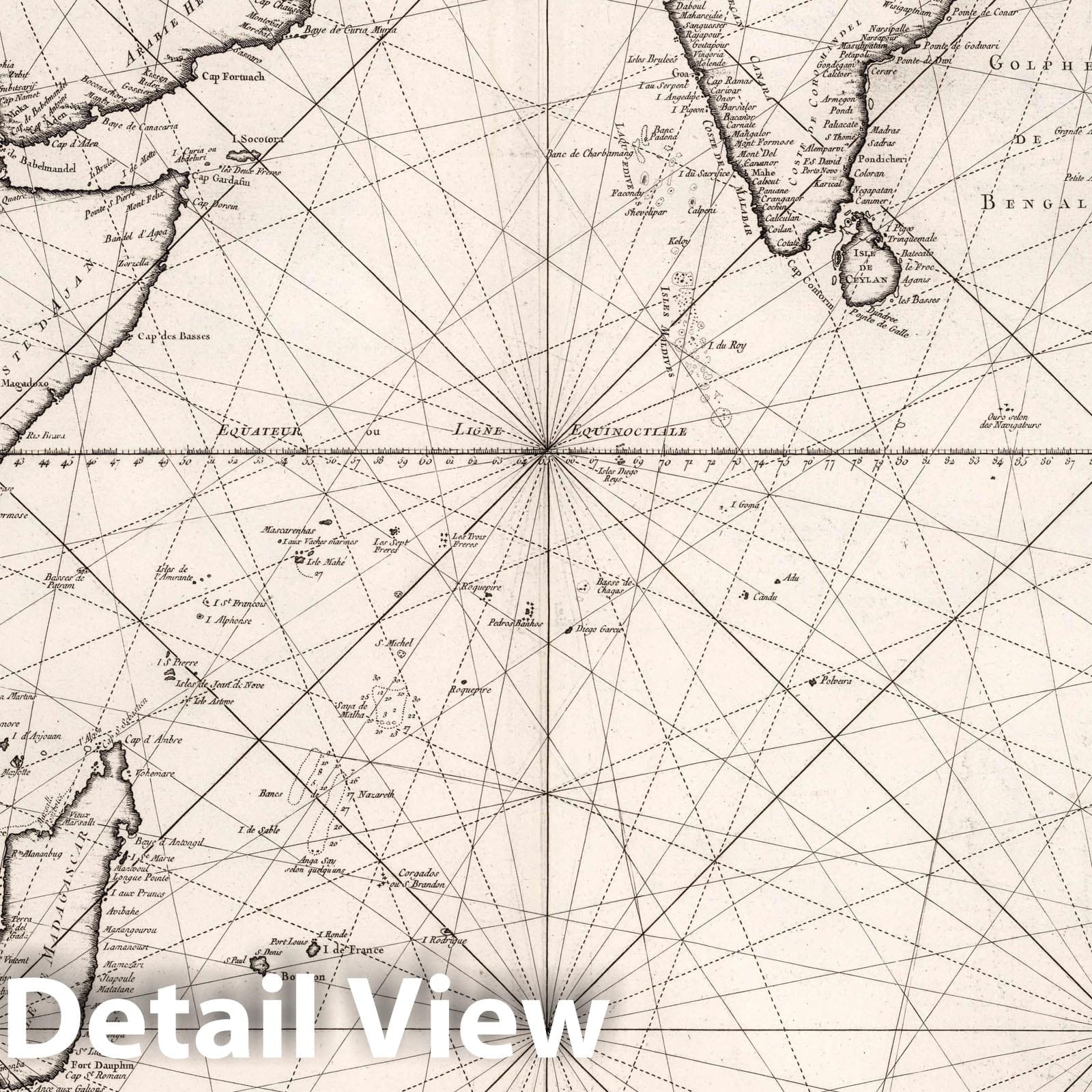 Indian Ocean - Nautical Chart, 1757 - Bellin Historical Map Print