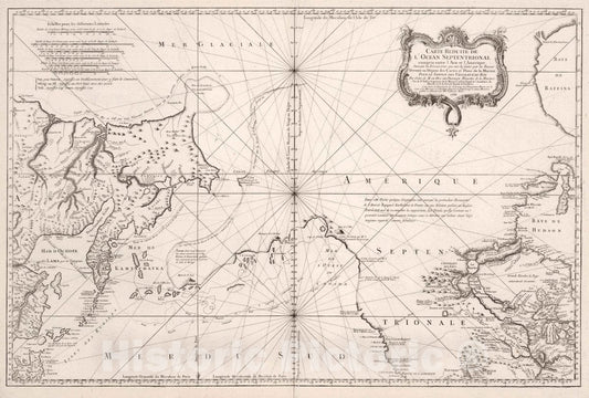 Historic Map : Russia, North Pacific, America Carte Reduite de l'Ocean Septentrionale, 1766 Chart , Vintage Wall Art