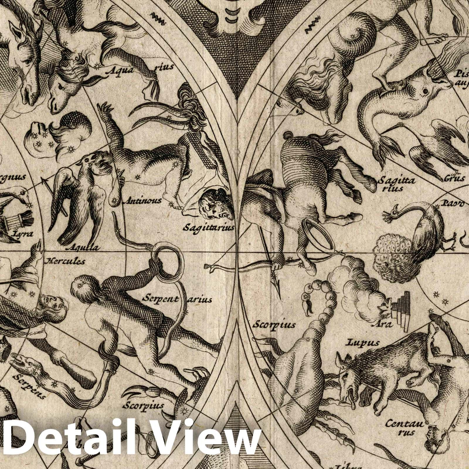 Celestial Globe - Celestial Map, 1734 - Historical Map Print