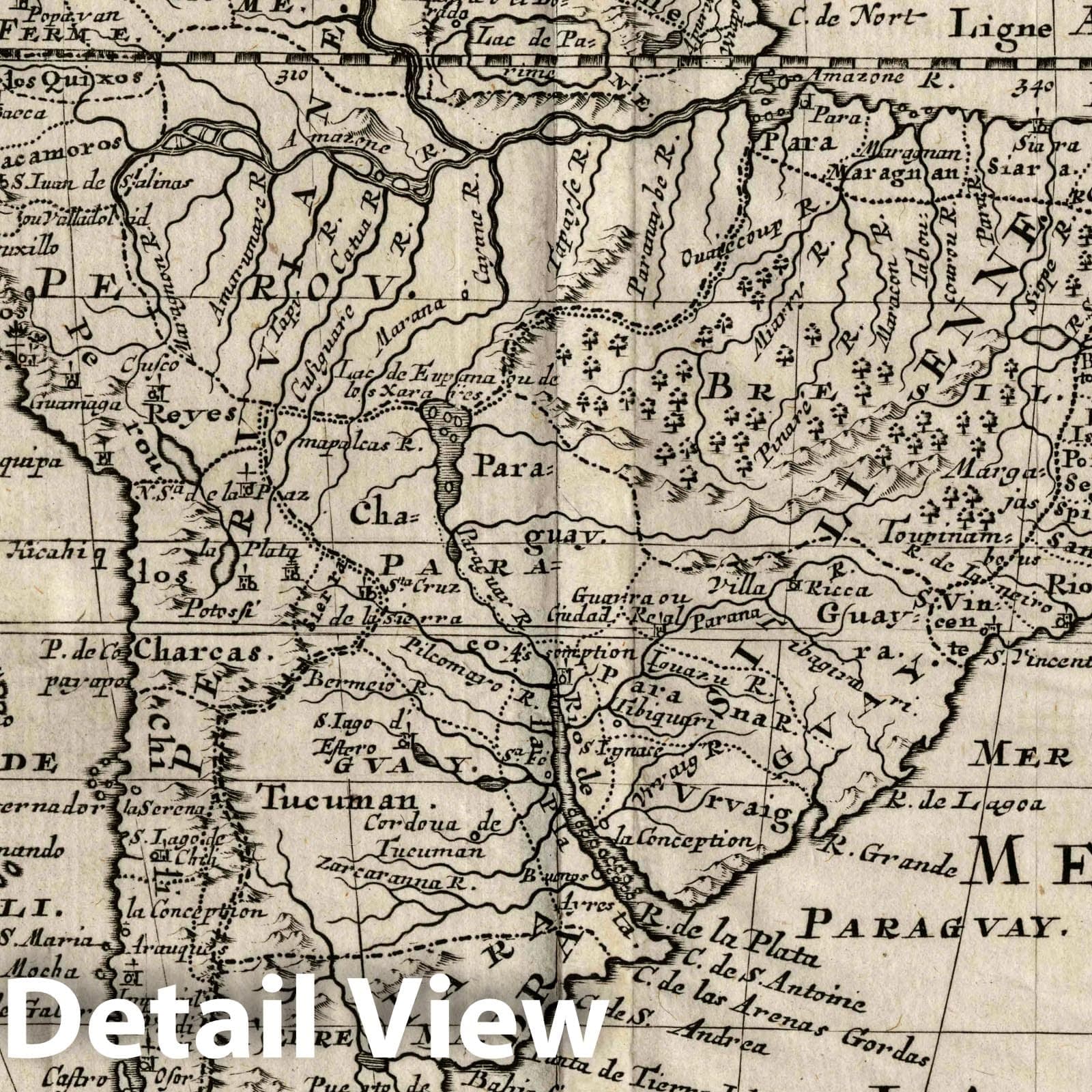 South America, 1734 - Historical Map Print