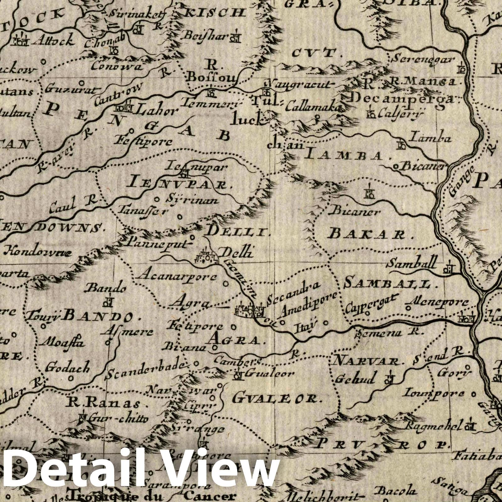 Mughal Empire, 1734 - Historical Map Print