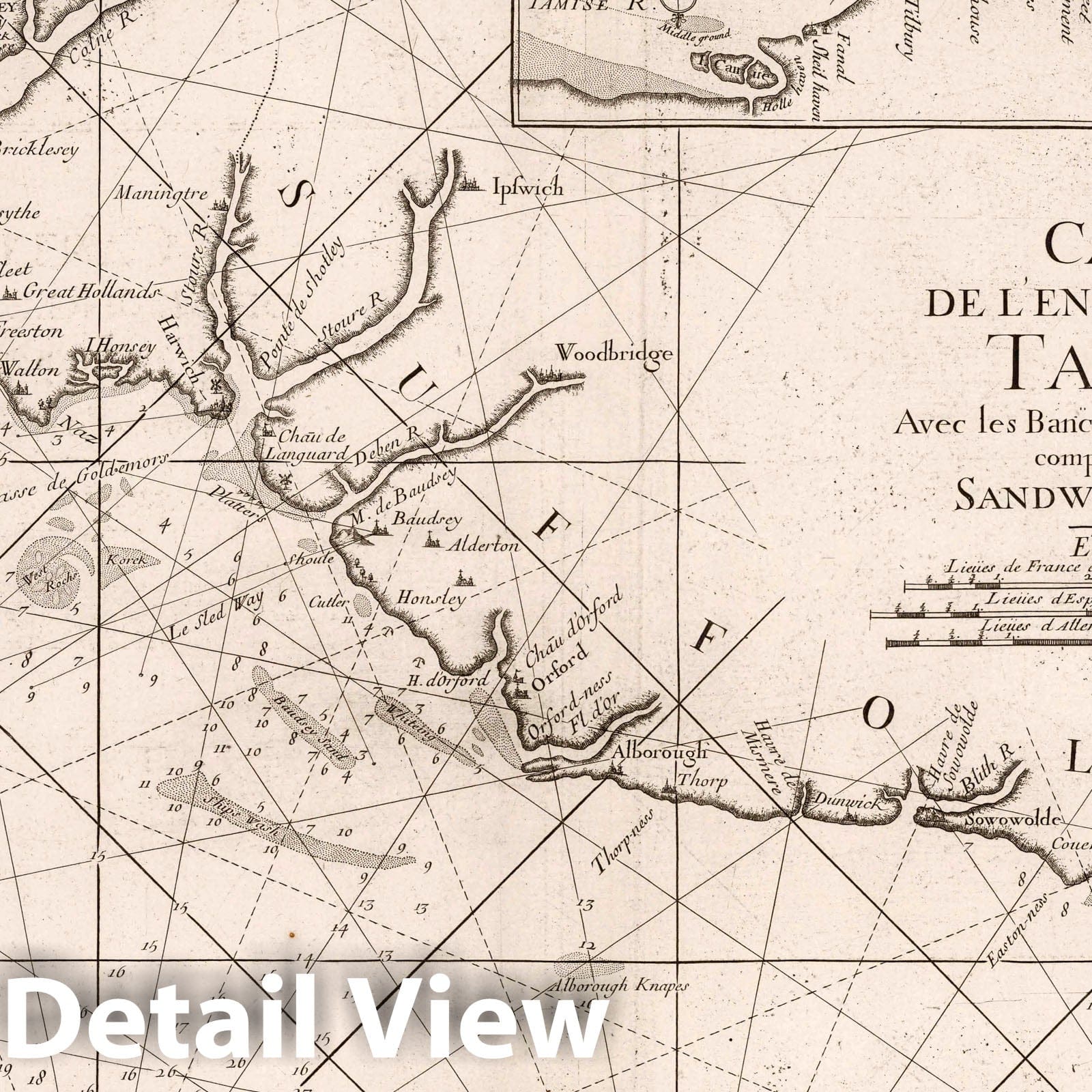 Thames River Entrance, England - Nautical Chart, 1773 - Historical Map Print