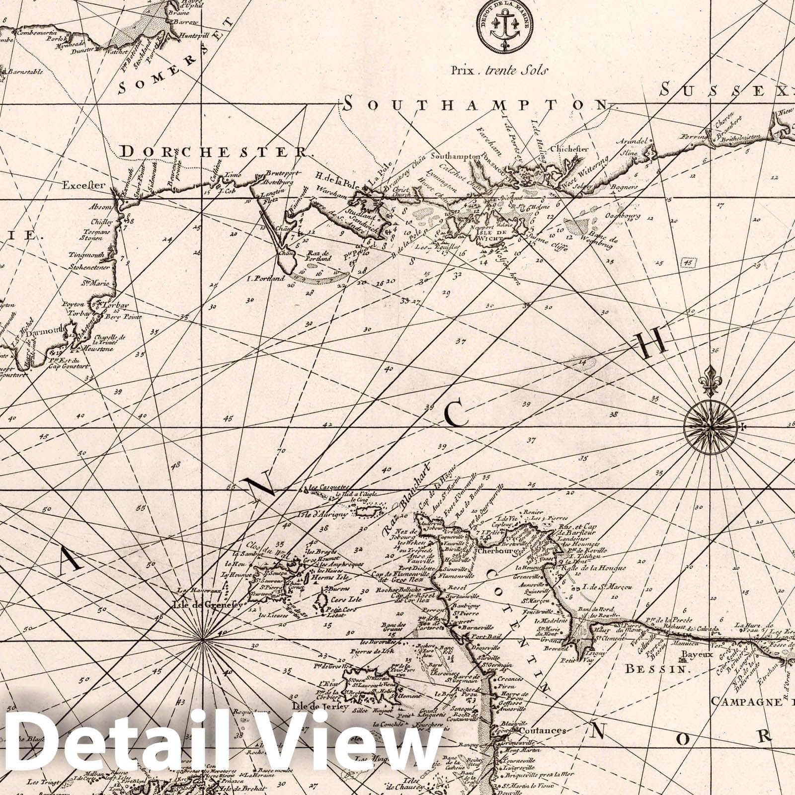 English Channel - Nautical Chart, 1773 - Historical Map Print