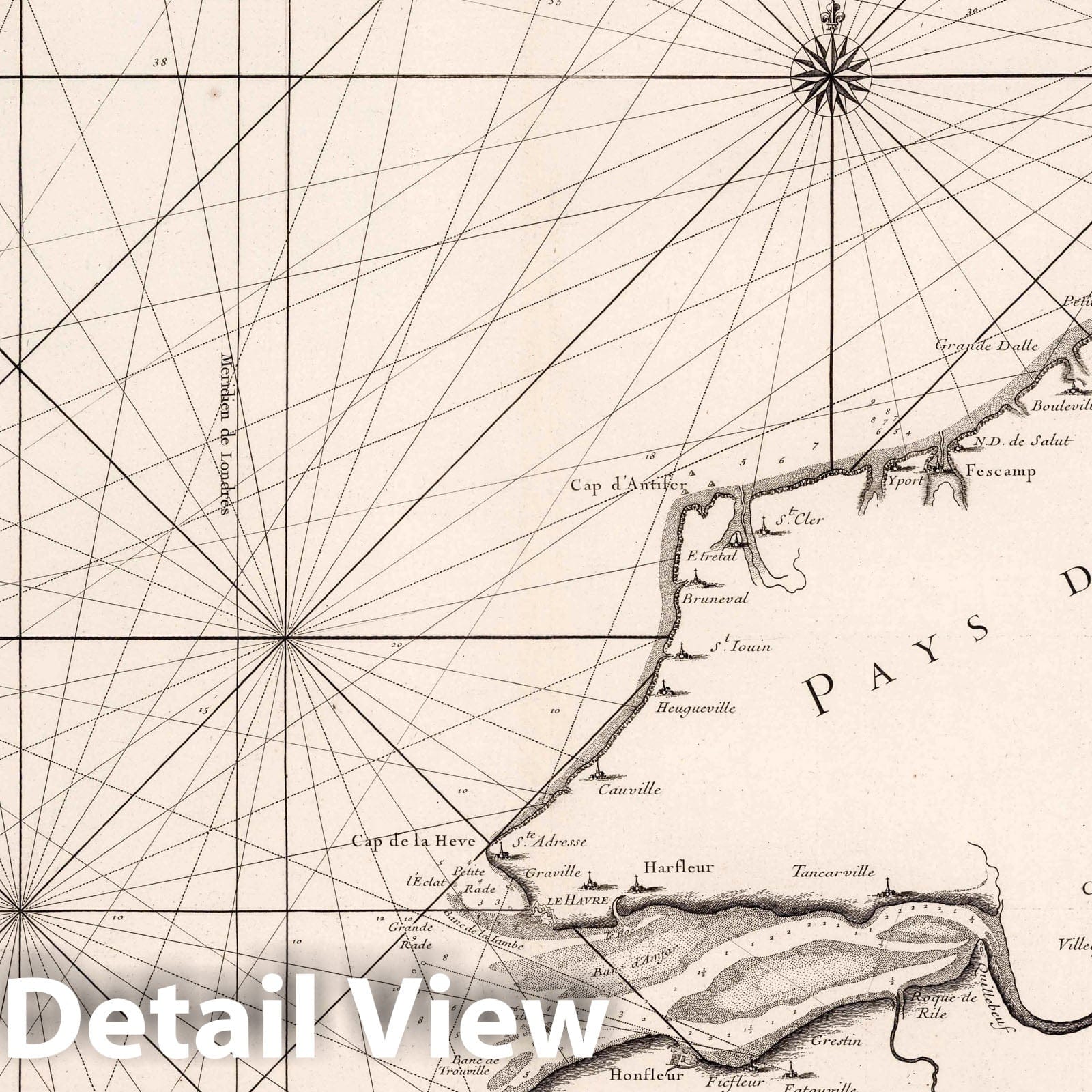Normandy, France - Nautical Chart, 1773 - Historical Map Print