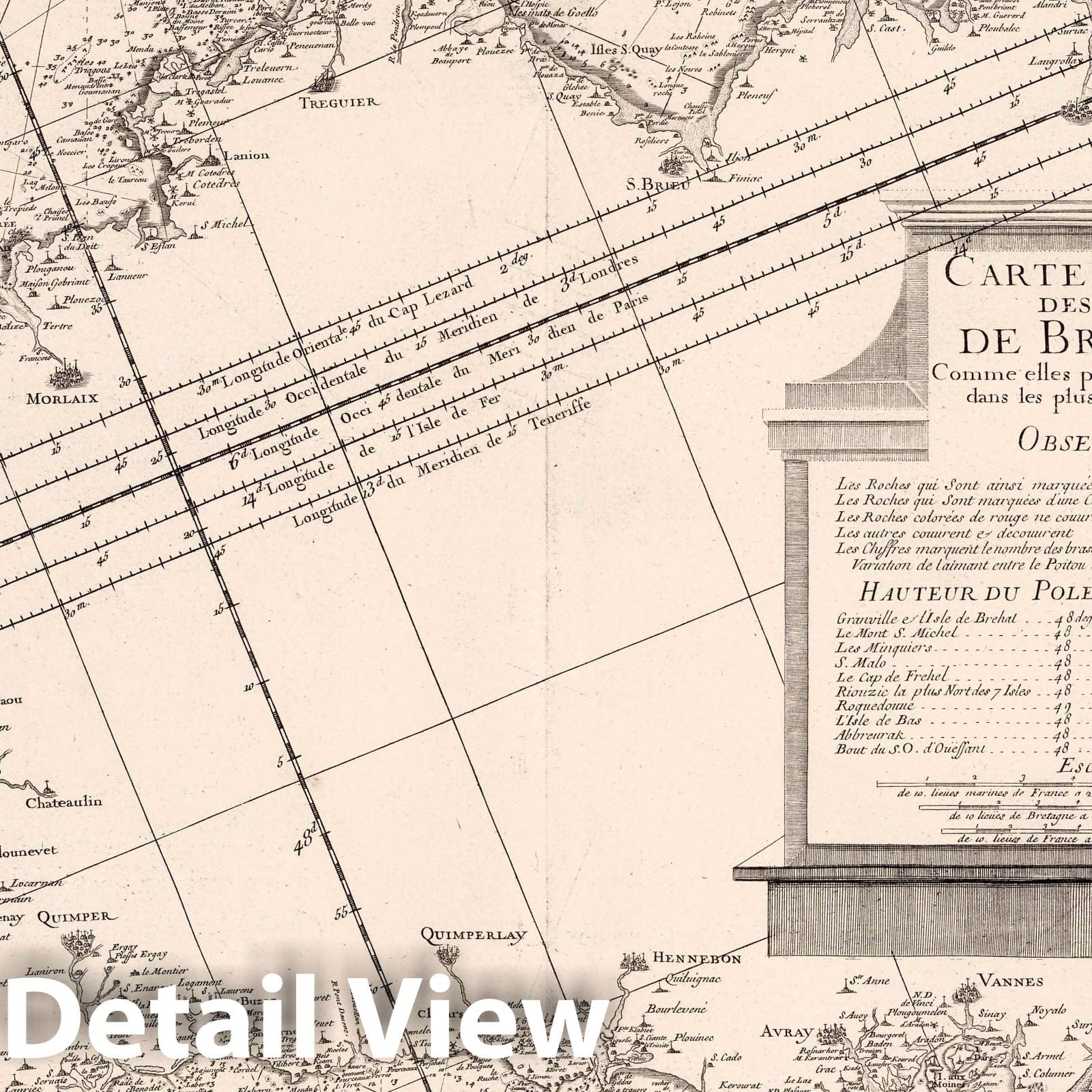 Carte Generale des Costes de Bretagne - 1773 Nautical Chart