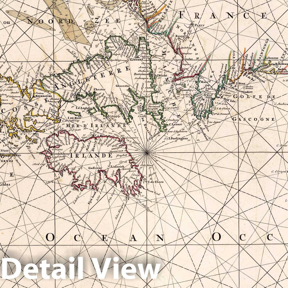 Historic Map : European Coasts Carte Generale des Costes de L'Europe, 1693 Chart , Vintage Wall Art