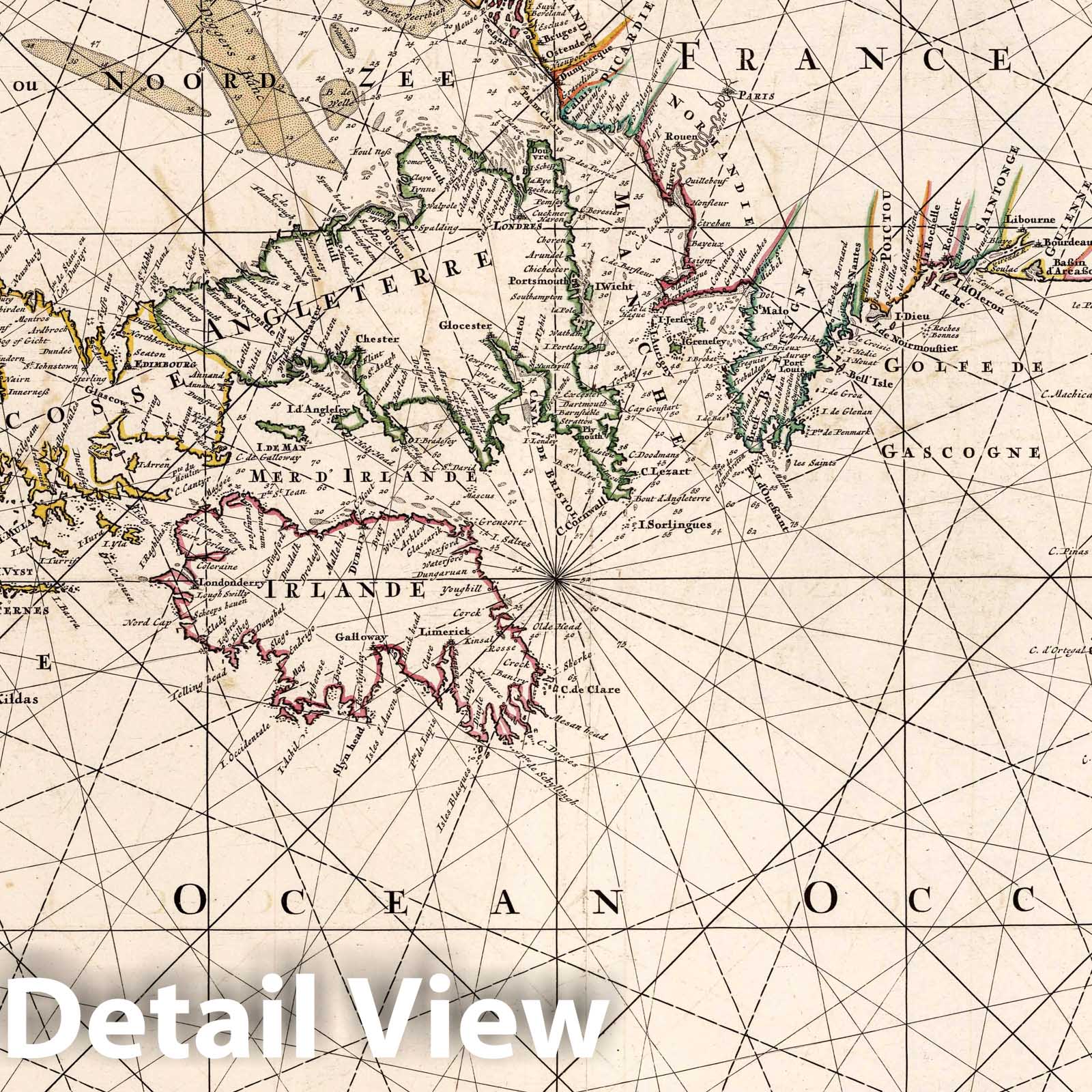 European Coasts from Norway to Gibraltar - Nautical Chart, 1693 - Historical Map Print