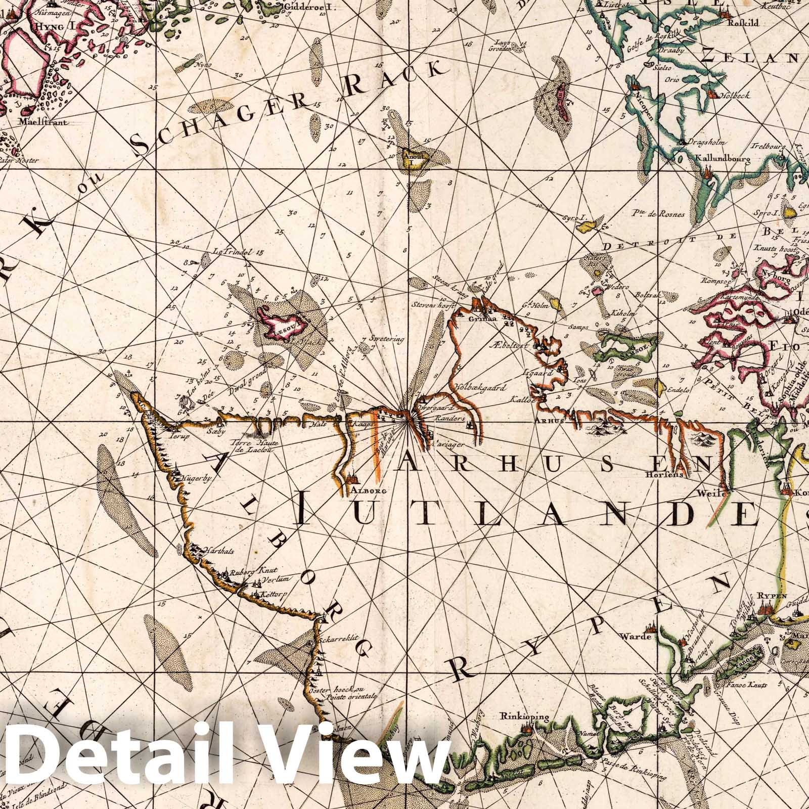 Denmark Sea and Baltic Sea Entrances - Nautical Chart, 1693 - Historical Map Print