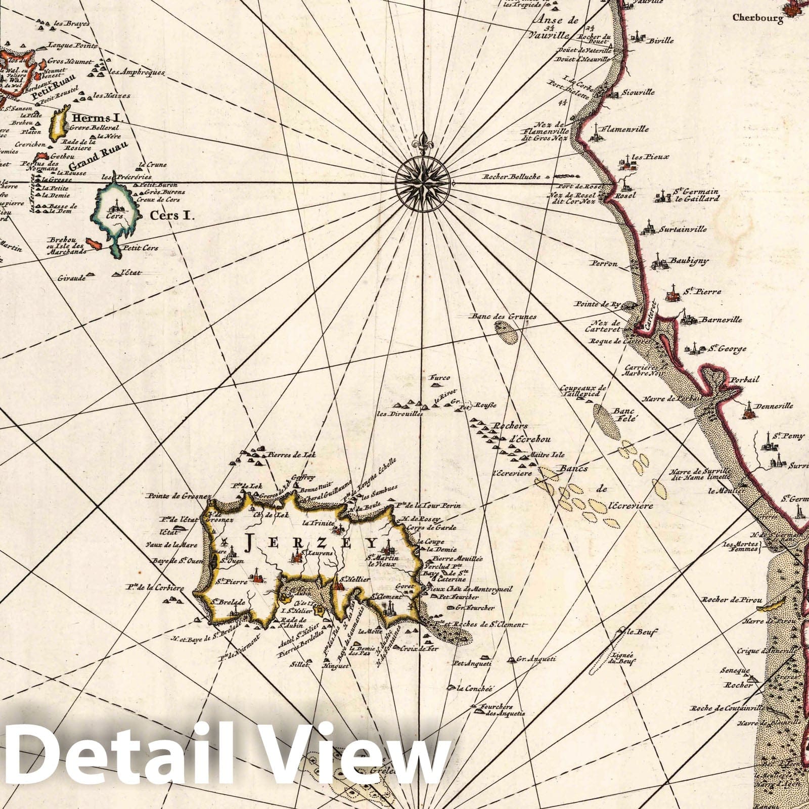 Normandy Coast - Nautical Chart, 1693 - Historical Map Print