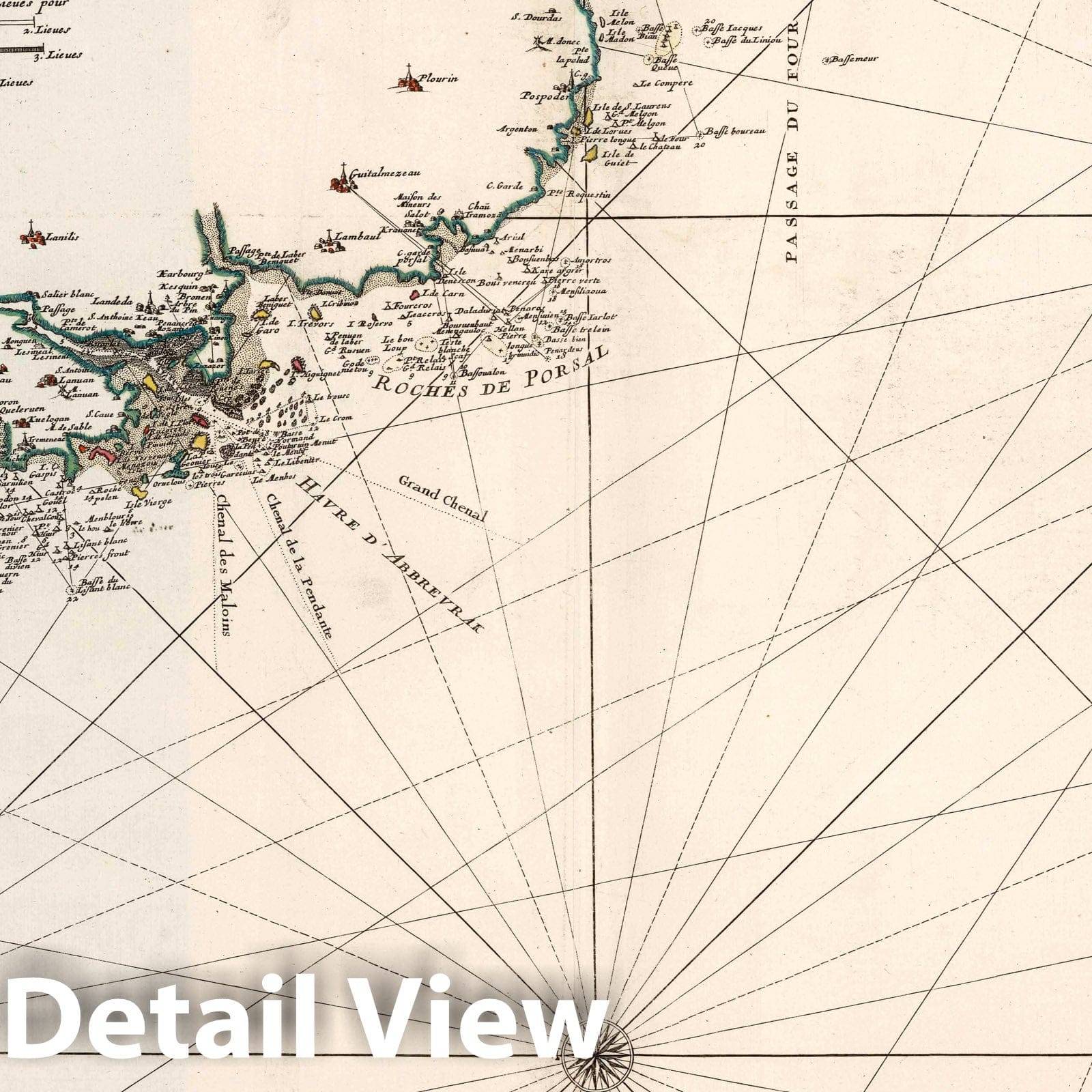 Brittany, France - Nautical Chart - Carte 4, 1693 - Historical Map Print