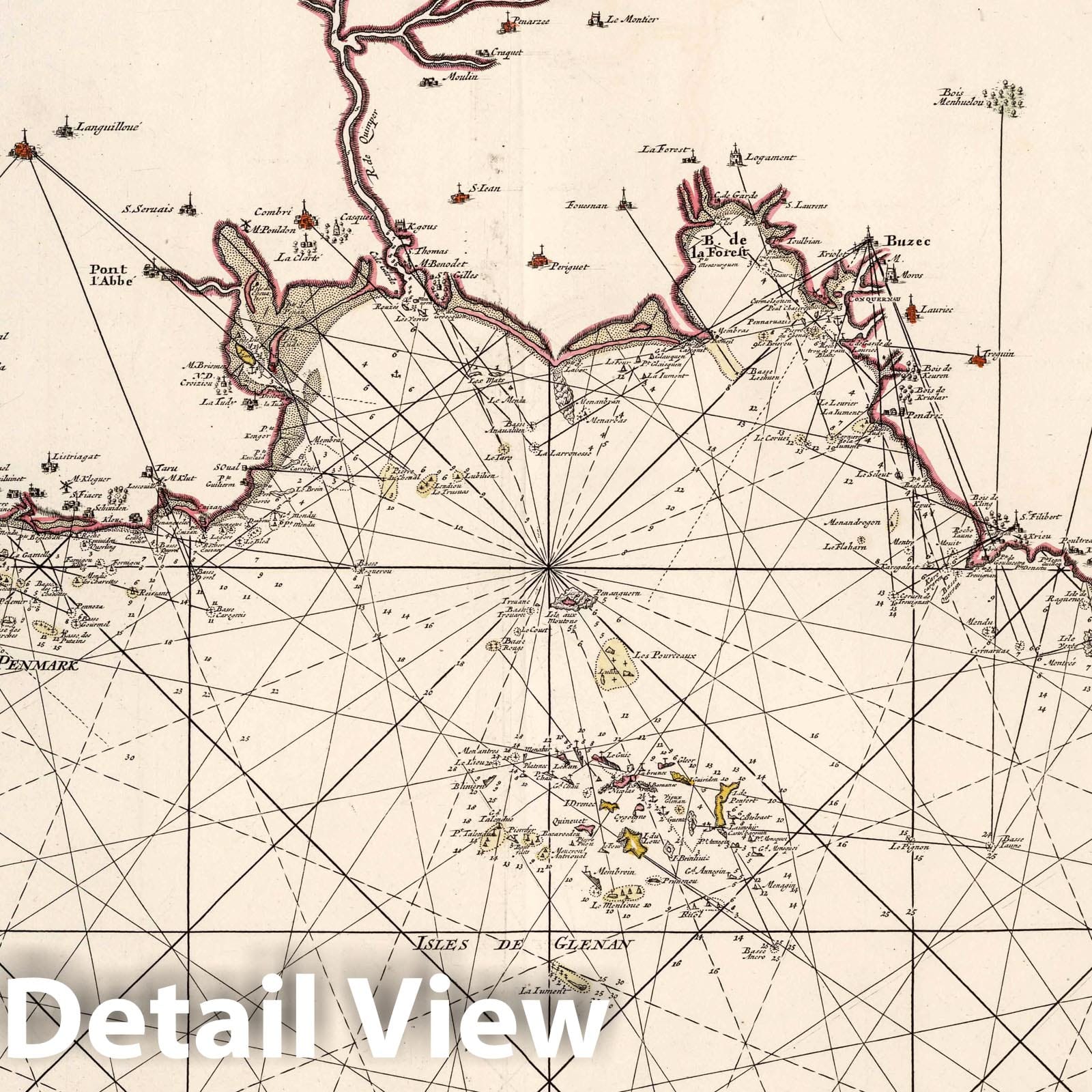 Brittany, France - Nautical Chart - Carte 6, 1693 - Historical Map Print