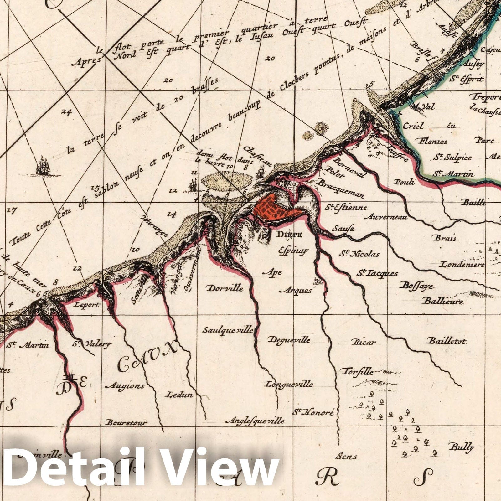 Dieppe to Havre de Grace, English Channel - Nautical Chart, 1693