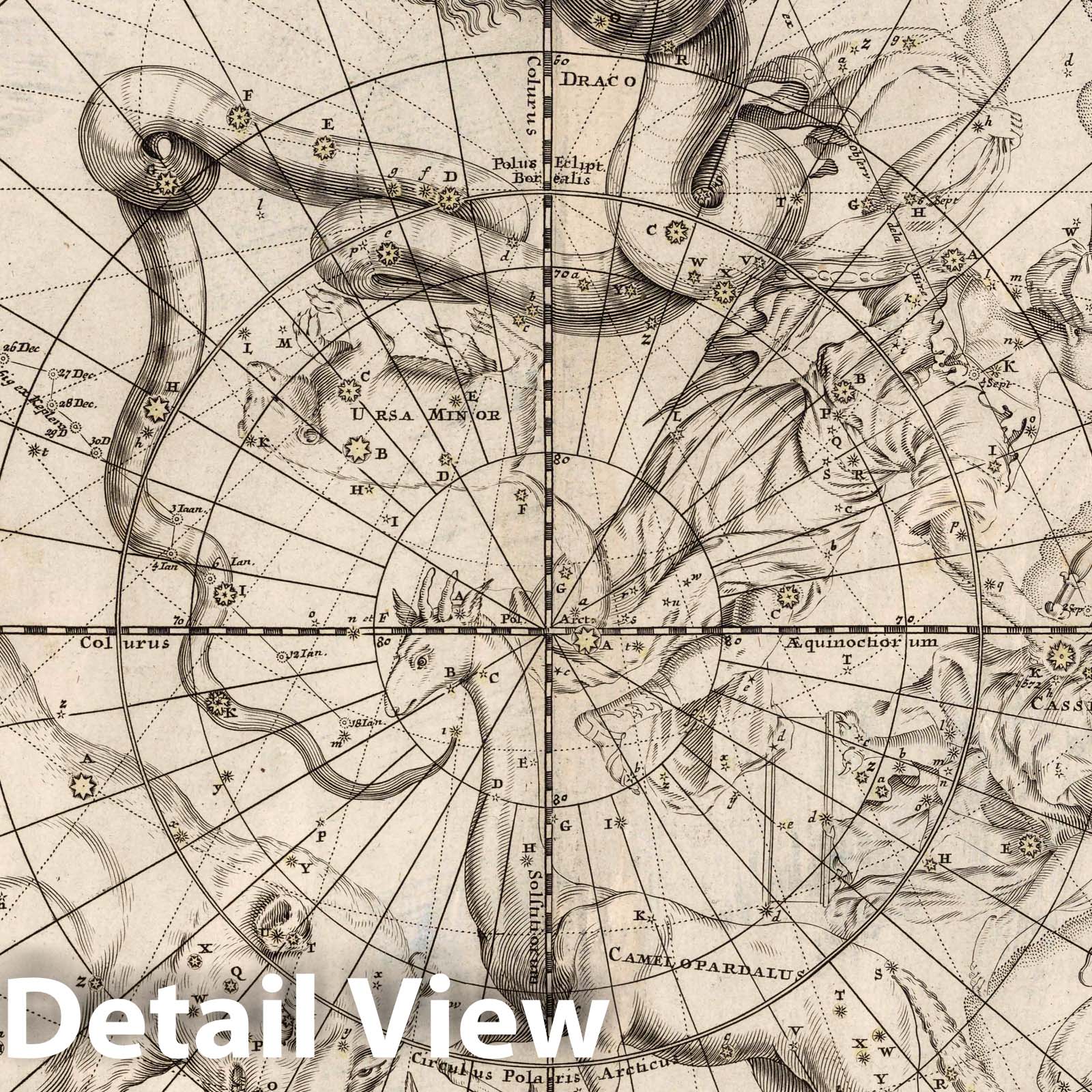 Celestial Map - Part I 1730 - Historical Astronomical Chart Print