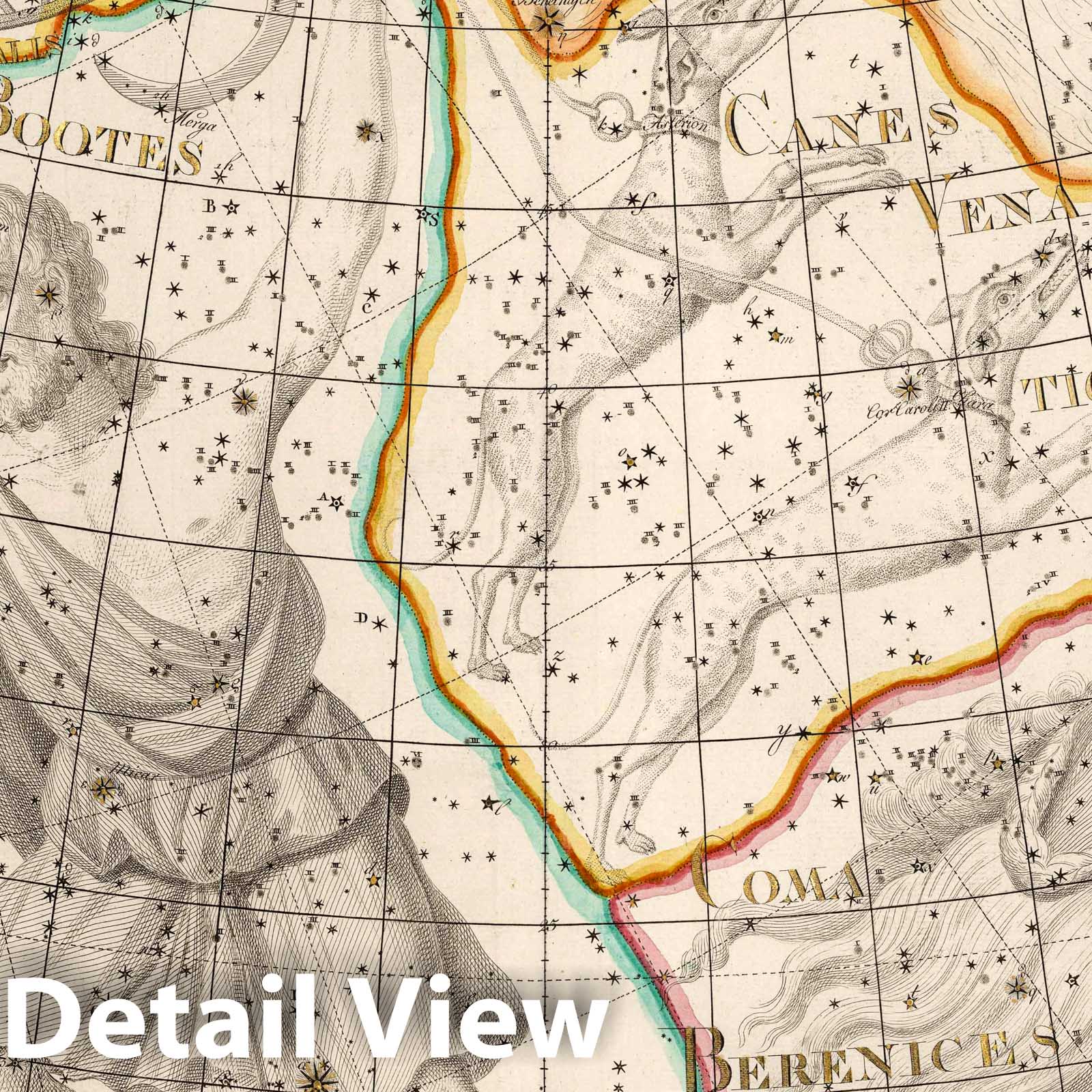 Bootes and Mons Maenalus - Celestial Map, 1801 - Historical Star Chart Print