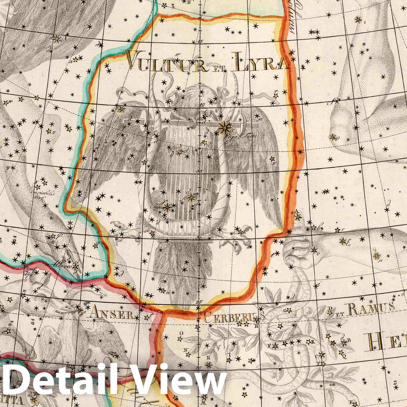 Hercules - Celestial Map, 1801 - Historical Star Chart Print
