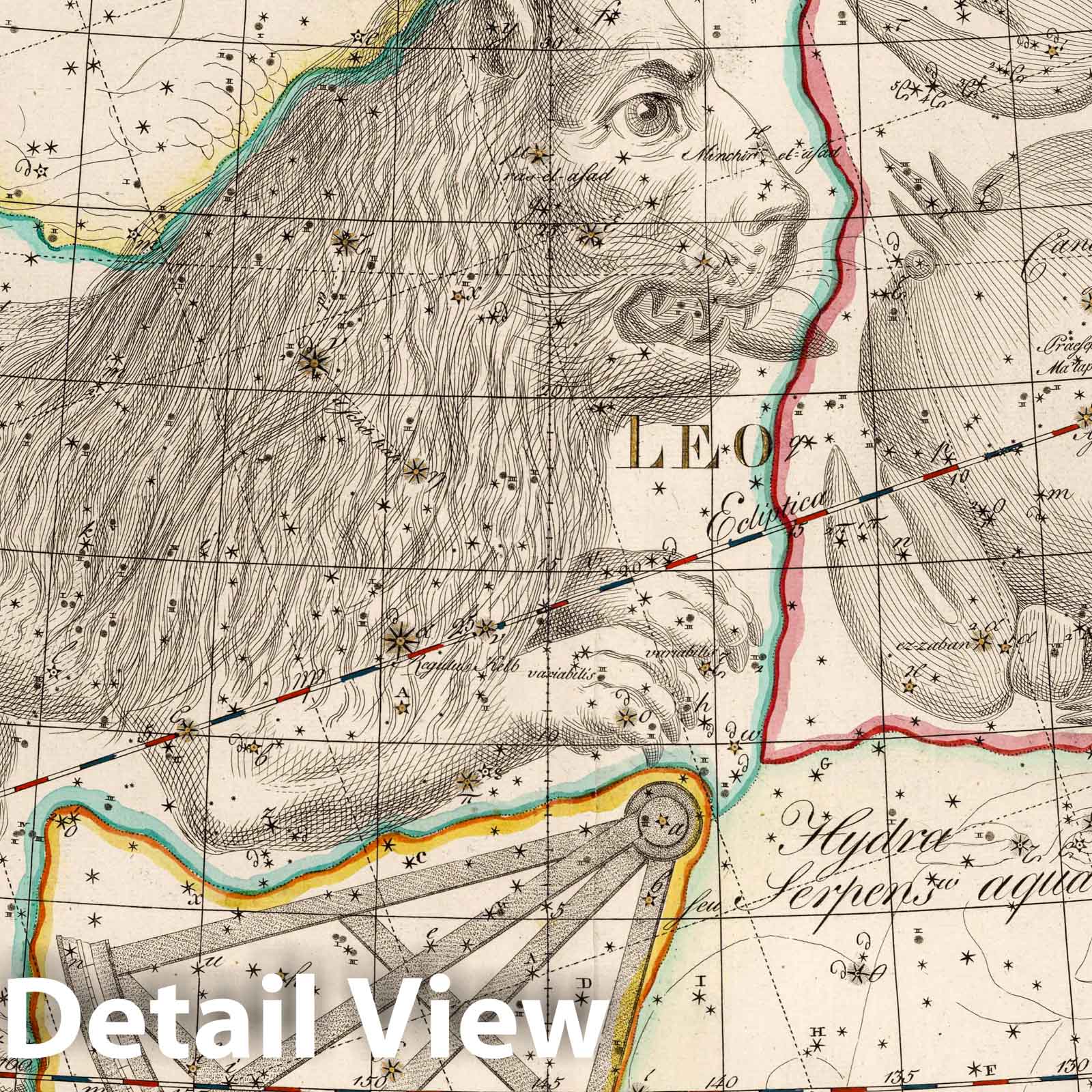 Cancer Constellation - Celestial Map, 1801 - Historical Star Chart Print