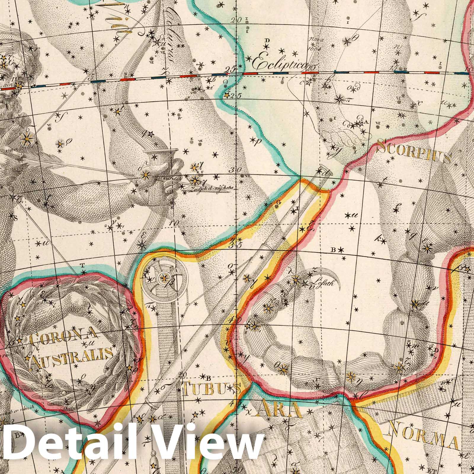 Scorpius - Celestial Map, 1801 - Historical Star Chart Print